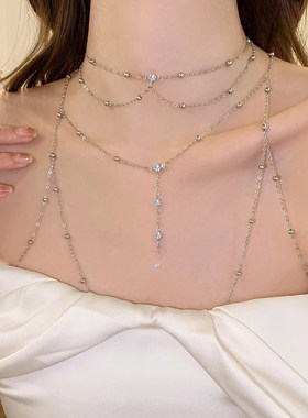 纯欲胸链身体链欧美bodychain性感项链比基尼bikini锁骨后背链女