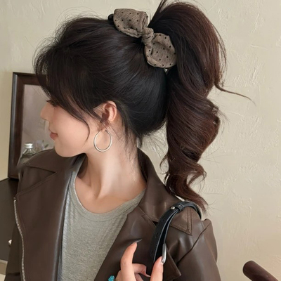 格雷系波点蝴蝶结抓夹香蕉夹大号