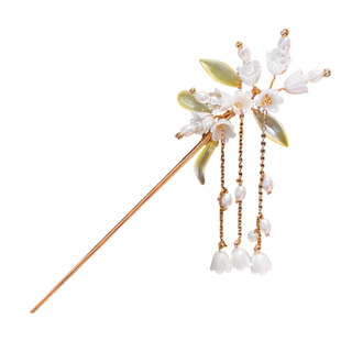 古风铃兰花流苏发簪新中式步摇簪子高级感汉服发张头饰日常盘发钗