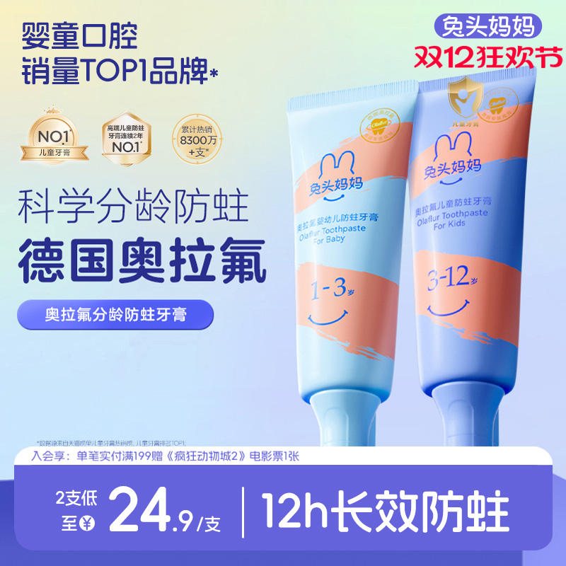 兔头妈妈奥拉氟儿童防蛀牙膏