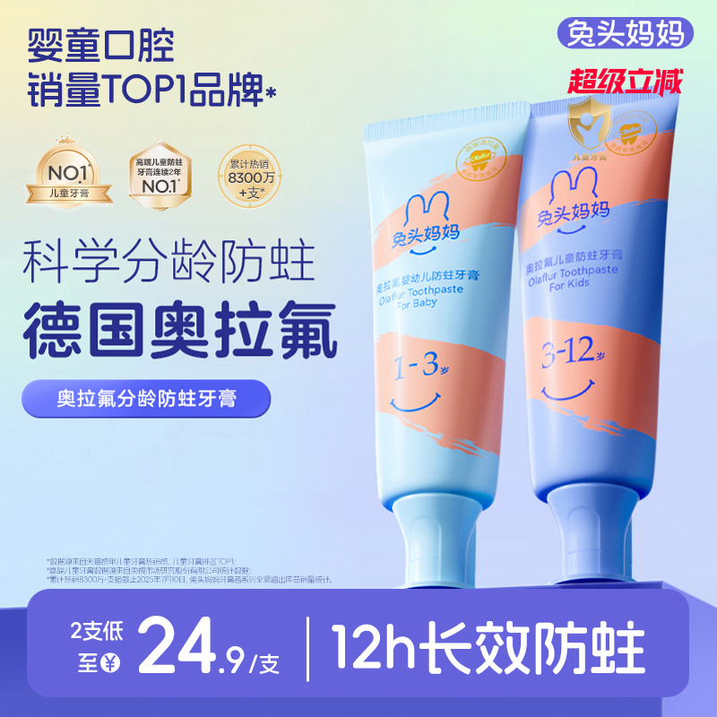 兔头妈妈奥拉氟儿童防蛀牙膏
