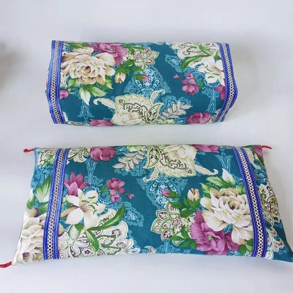 红盘扣宫廷棉粗布枕套枕头套花椒籽荞麦决明子艾草花草枕芯套颈枕