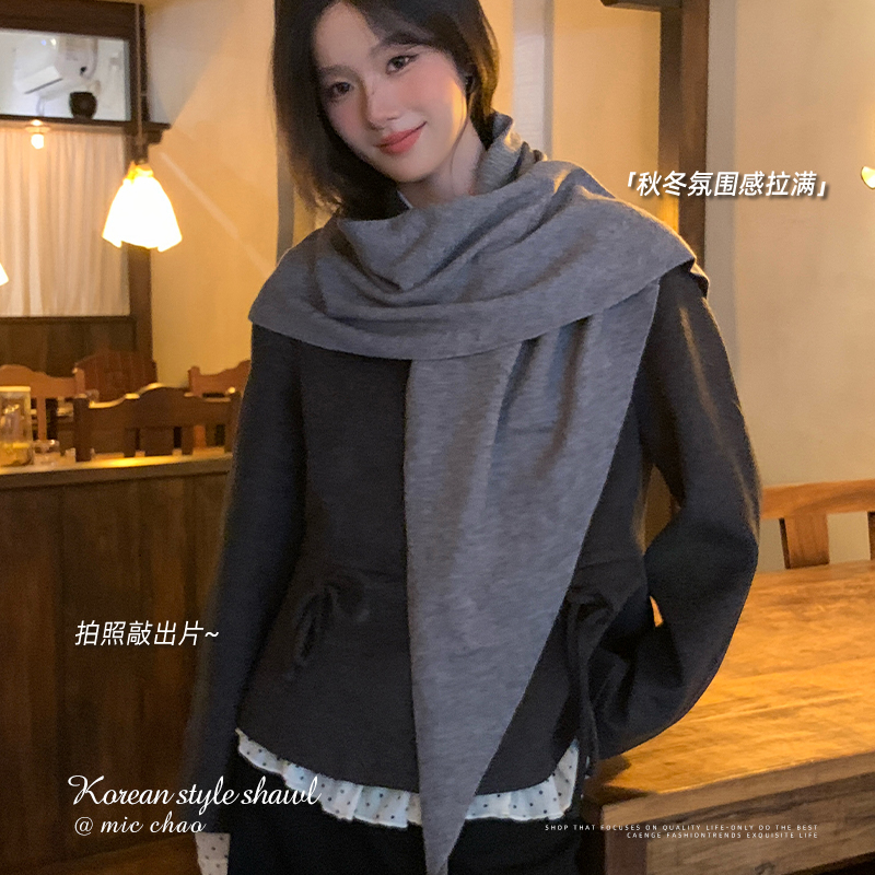 慵懒感三角围巾女护颈保暖大披肩