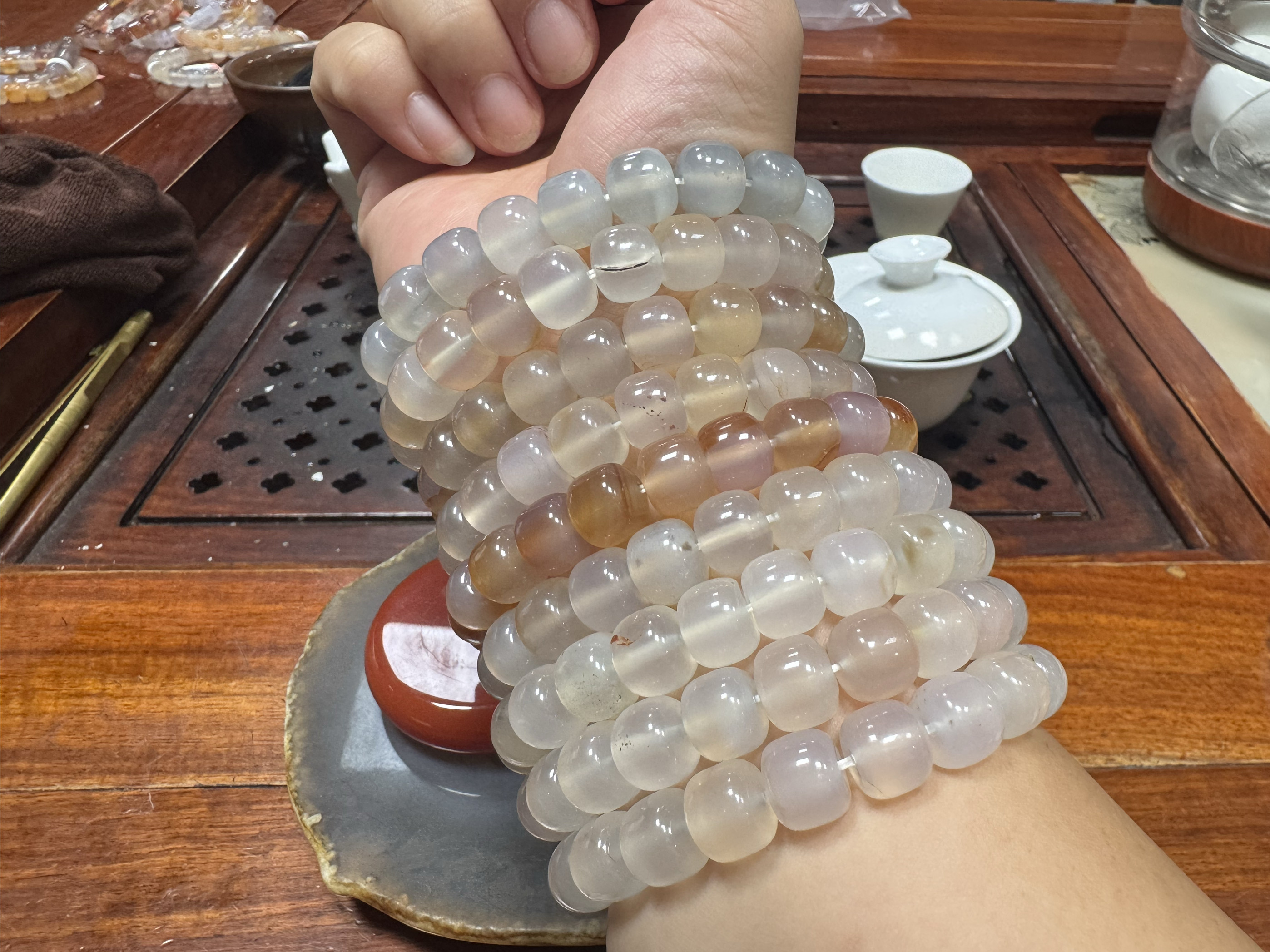 纯天然玛瑙多宝手串玉髓老型珠直切手链红紫黄白月光荧光高冰男女