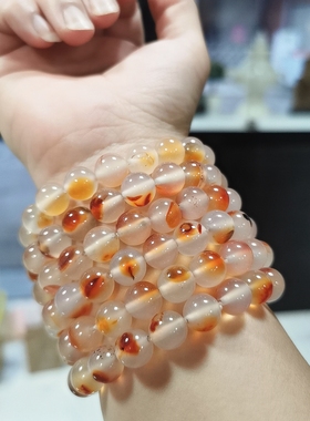 包邮天然巴西红玛瑙鸿运当头一点红手串手链男女款冰飘玉髓白10圆