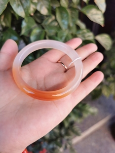 包邮天然花红玛瑙半壁江山玛瑙手镯玉髓手环白月光清新女生窄版57