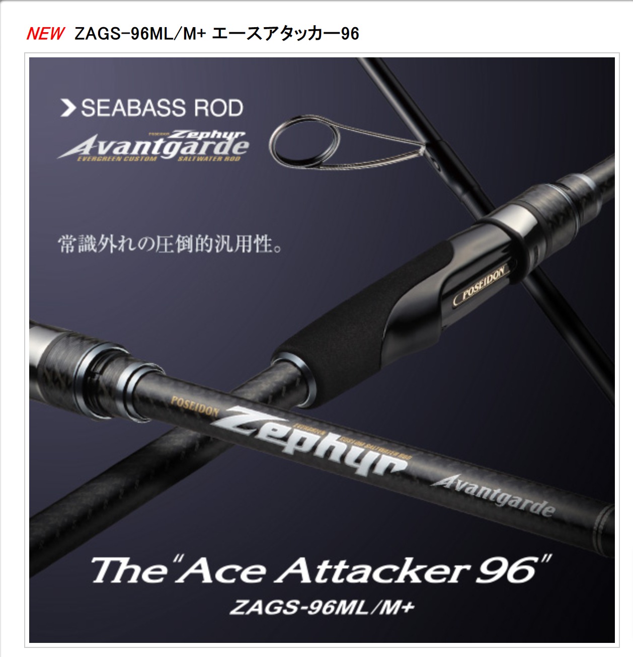 24款 日本 Evergreen ZAGS-96ML/M+ 直柄海鲈鱼2节路亚竿