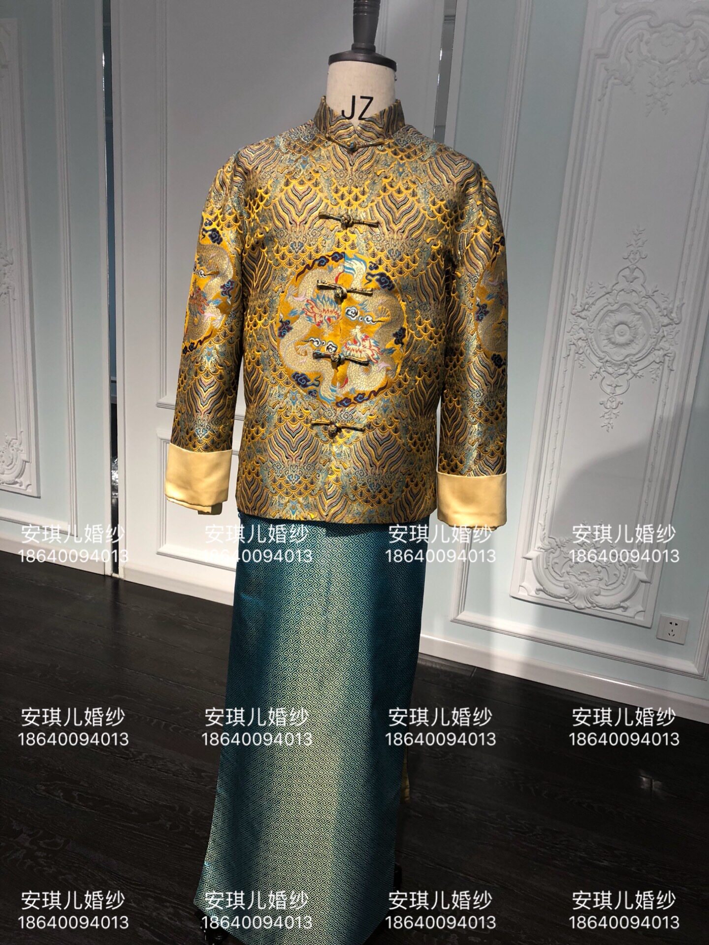 新郎中式古装秀禾服男士秀禾服中式长袍马褂男秀禾服唐装中山装