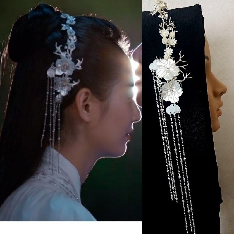 月上重火同款头饰重雪芝陈钰琪花朵流苏发箍发饰古装cos汉服配