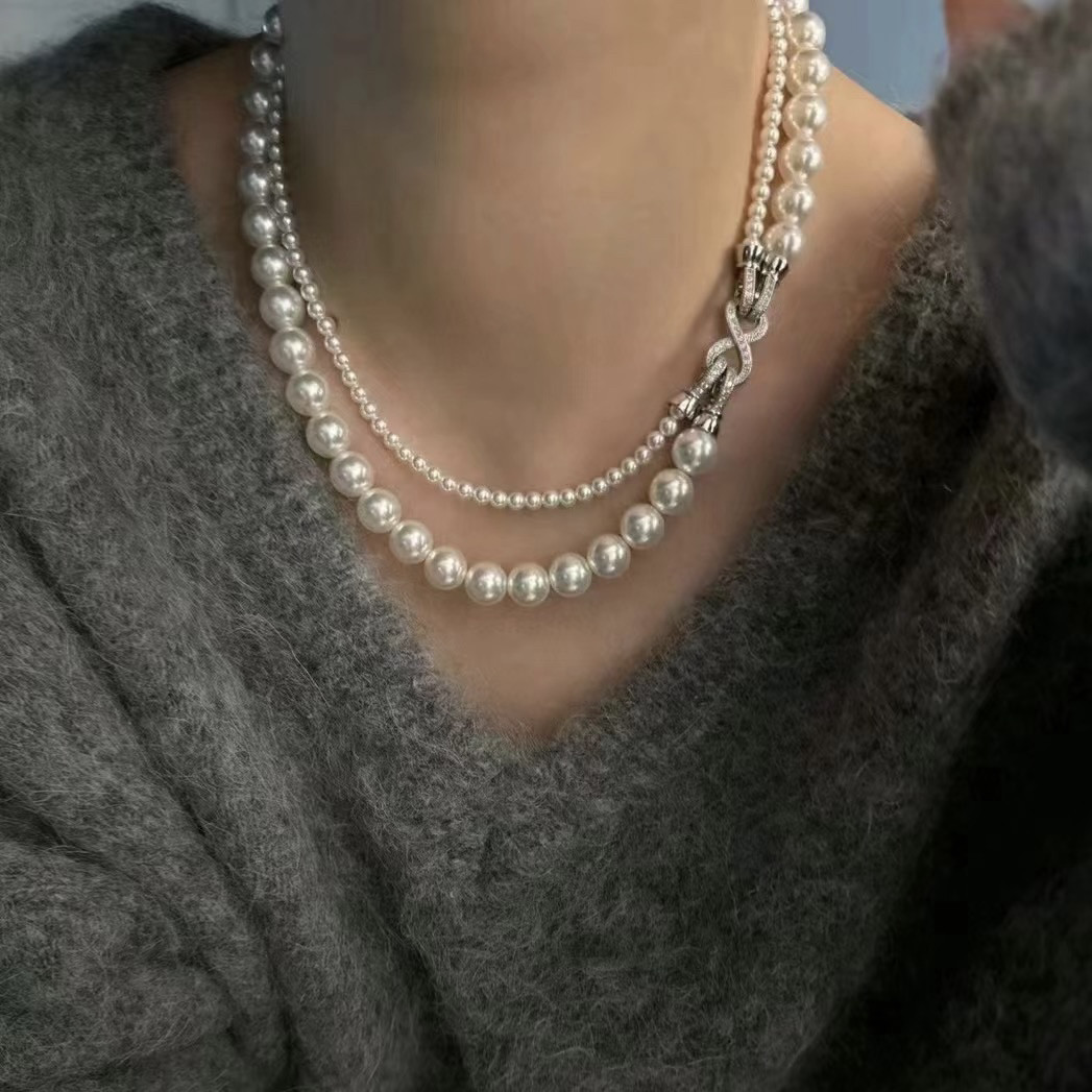 PEARL NECKLACE CLASP SINGLE-ROW DOUBLE-ROW DIY ACCESSORIES 14K GOLD-FILLED FIGURE-8 BUCKLE LOCK BUCKLE SILVER-PLATED BUCKLE FIGURE-EIGHT COPPER