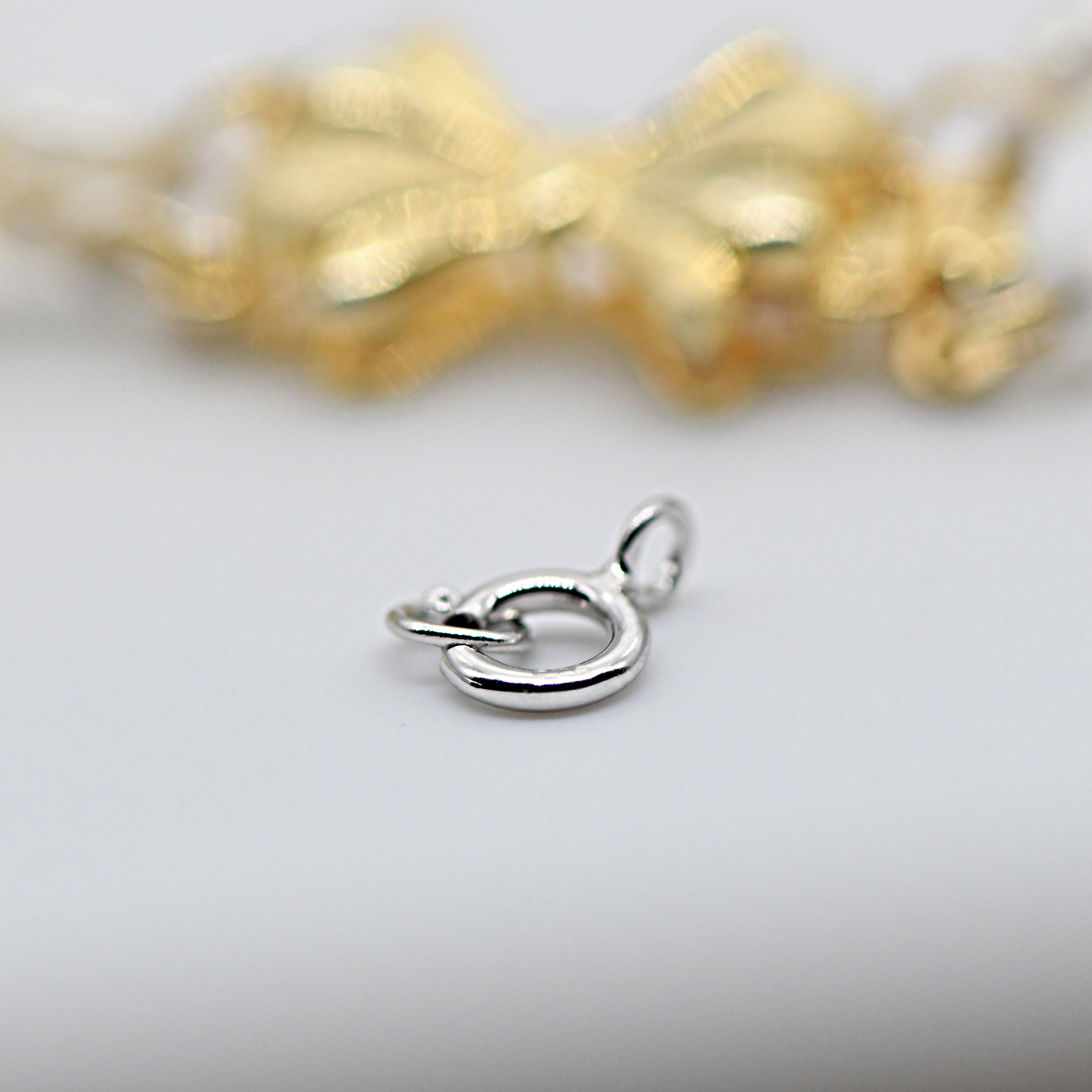 弹簧扣S925纯银珍珠饰品配件diy加长延长链米珠圆圈手链扣头材料