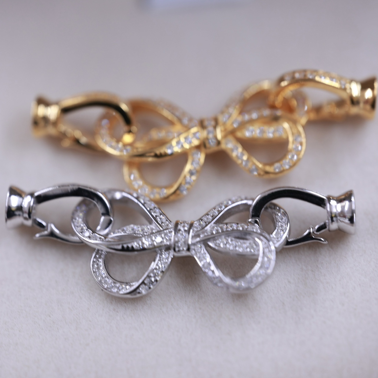 diy珍珠配件扣头纯银s925蝴蝶结对开 配5-8mm珠子