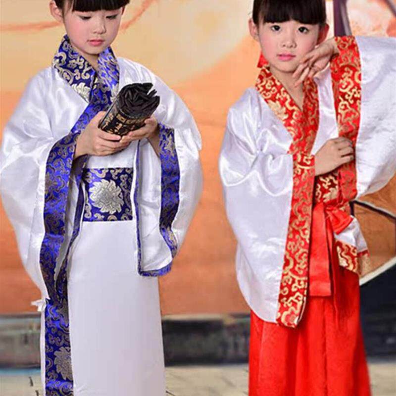 男童古装汉服国学书童才子佳人儿童女童春秋战国秦汉演出服表演服