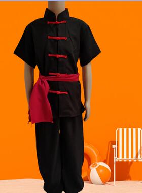 送扇子新款儿童服练功服少儿功夫训练武术中国风演出服男女童太极