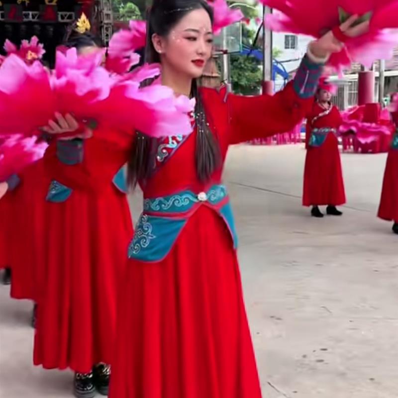 新款打鼓服女腰鼓盘鼓队服喜庆演出套装舞台服装秧歌服广场舞比赛