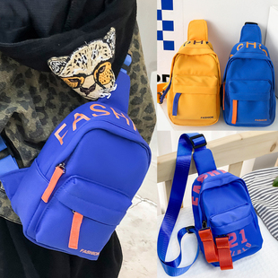 新款儿童包包帅气男童斜挎包简约纯色男孩胸包宝宝可爱单肩零钱包