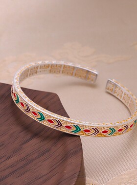 国潮描金新中式时尚实心轻奢手镯