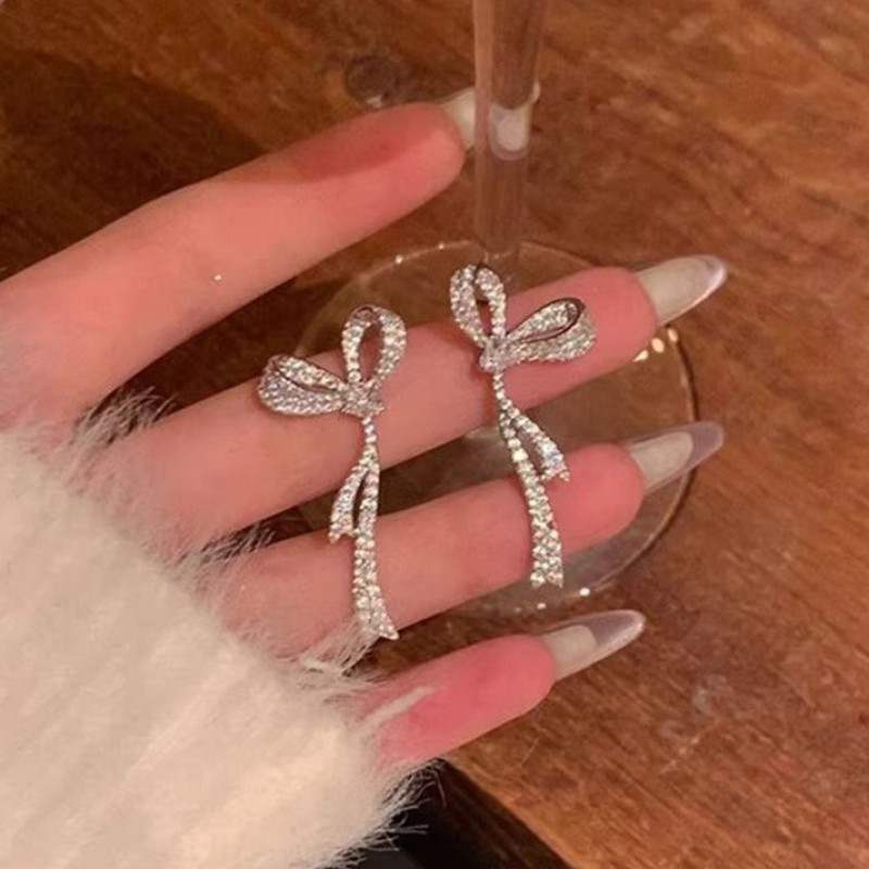 超好看独特漂亮蝴蝶结耳环女 轻奢感耳坠 气质独特绝美耳饰包邮