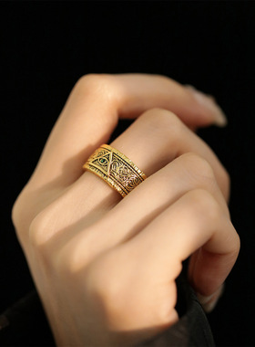 唐草纹上帝之眼戒指小众设计感