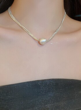 2026年时尚圆珠多层项链个性设计感锁骨链新款轻奢风项饰包邮