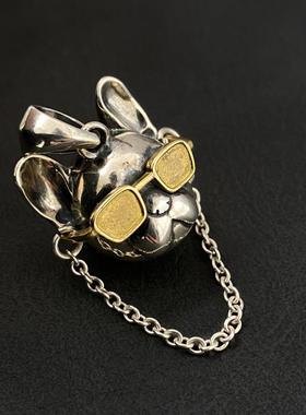 潮趣金色眼镜法斗小狗吊坠