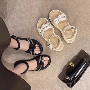 绝美水钻厚底凉鞋 女2025新款 夏季 舒适防滑软底百搭休闲孕妇罗马鞋