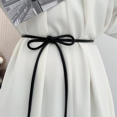 高级软皮绳打结腰带女搭配大衣时尚配羽绒服装饰毛衣裙子细皮带潮