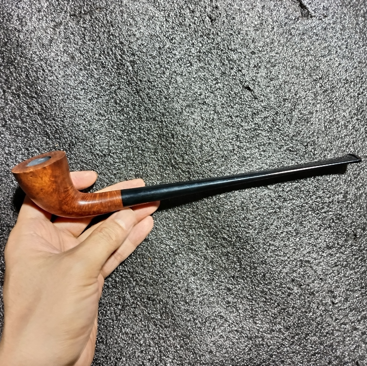 进口石楠木实木中号9MM长杆长柄阅读斗读书斗送工具微弯号角烟斗