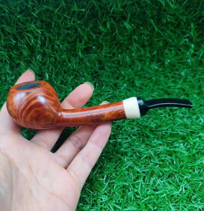 进口石楠木手工苹果长柄王子烟斗