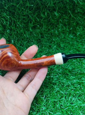 进口石楠木手工苹果长柄王子烟斗