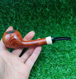 进口石楠木实木手工大号河豚苹果长柄飞碟款烟斗9MM抽V神器王子斗
