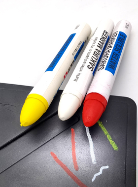 樱花水性蜡笔WSC水溶性固体黑白色可湿擦环保无味道工业用记号笔