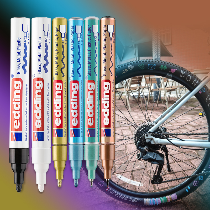 edding油漆签字笔黑色补漆笔金属色SD签描车胎涂鸦DIY补漆记号笔