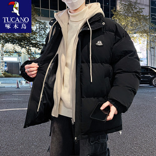 啄木鸟冬季新款青少年棉衣外套男款初中学生加厚羽绒棉服大童棉袄