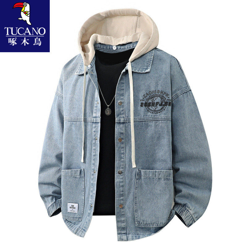 啄木鸟牛仔外套男士春秋季美式复古夹克男痞帅百搭宽松休闲上衣服,男装,夹克,淘宝优惠券,粉丝福利购,淘宝优惠卷