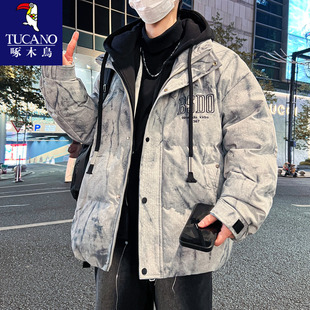 啄木鸟青少年羽绒棉服男孩初中高中学生加厚棉衣外套大童冬装棉袄