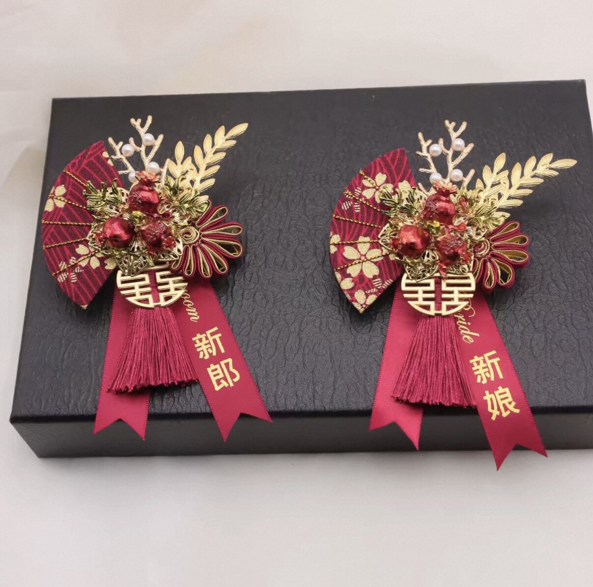 中国风高档石榴款胸花新郎新娘襟花结婚父母全套家人伴郎胸针迎宾