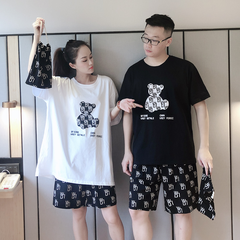 网红爆款ins潮情侣薄款纯棉睡衣
