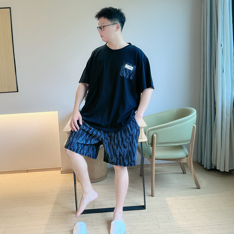 青年薄款透气全棉家居服外穿套装
