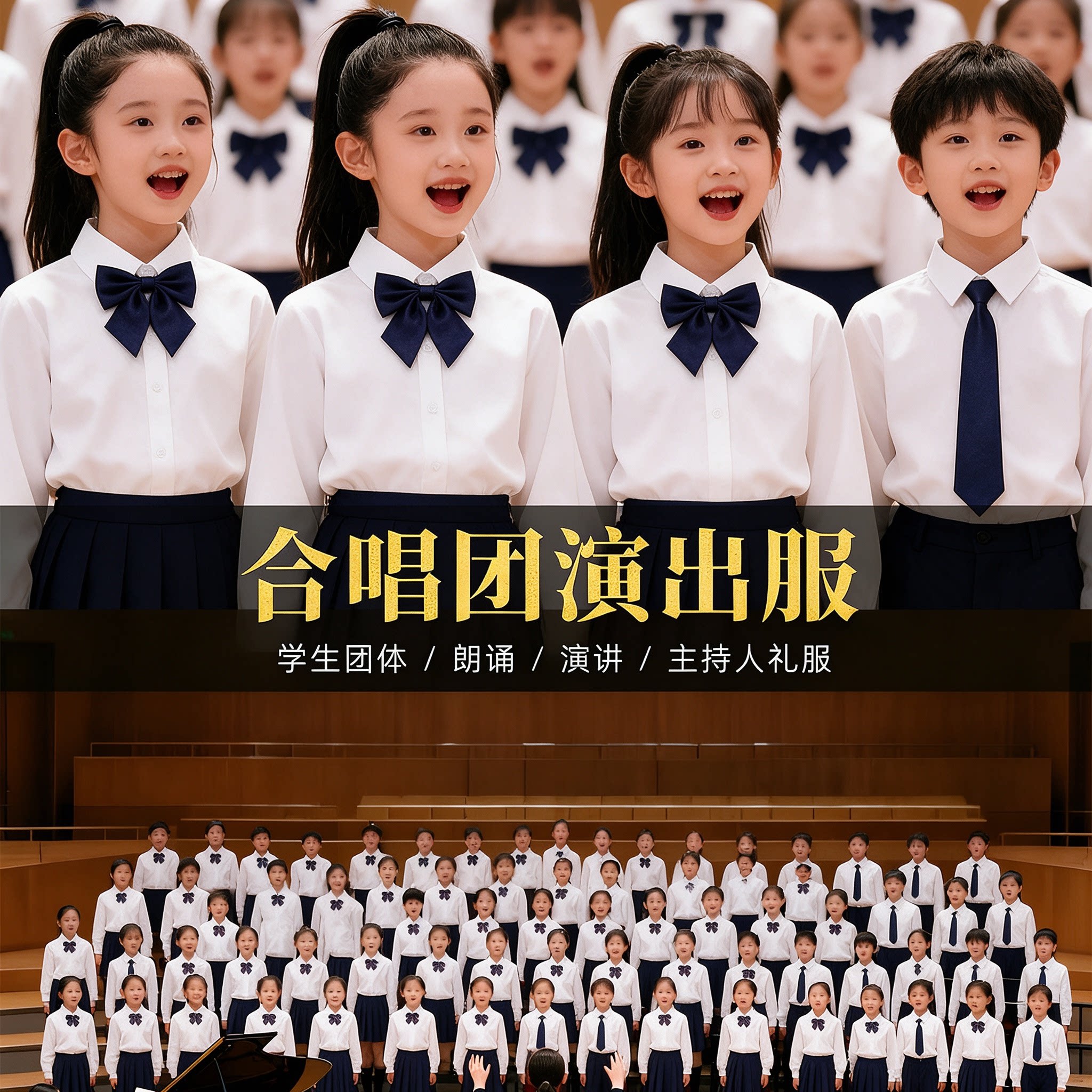 儿童合唱演出服中小学生班服运动会朗诵演讲比赛表演服主持人礼服