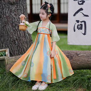 儿童汉服女童春装2026新款古风超仙古装裙子唐装演出服连衣裙女孩