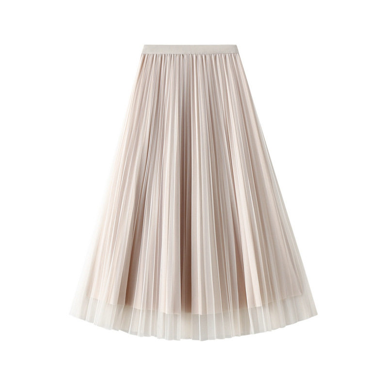 秋冬搭配基础款风琴百褶网纱裙正反两穿垂感高腰半身裙a字裙纱裙