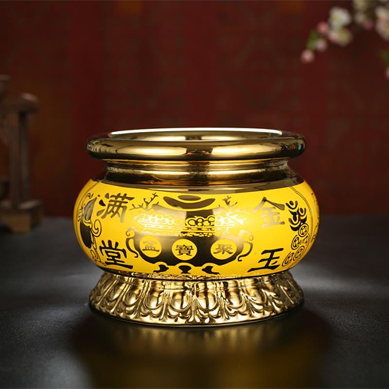 家用室内财神供奉香炉佛光普照有求必应插香供佛具陶瓷香熏香炉