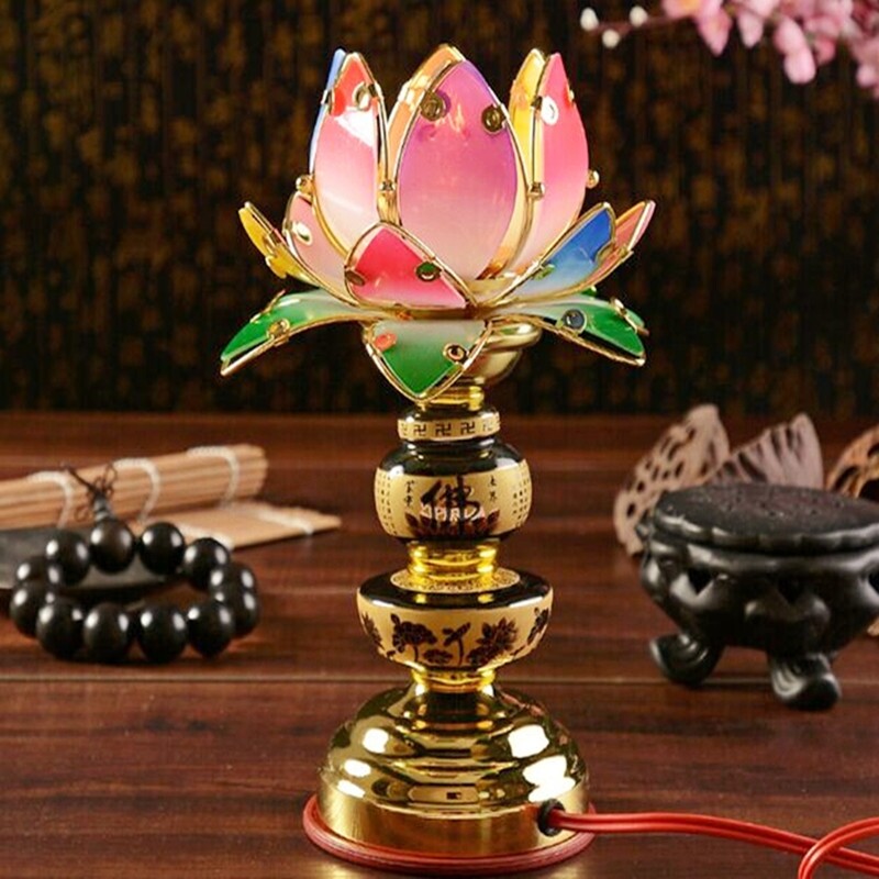 家用长明灯插电佛灯佛前灯荷花灯供佛led佛台七彩莲花灯财神灯