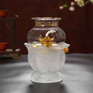 防风琉璃油灯酥油灯莲花油灯灯座油酥灯油液体酥油灯调光家用油灯