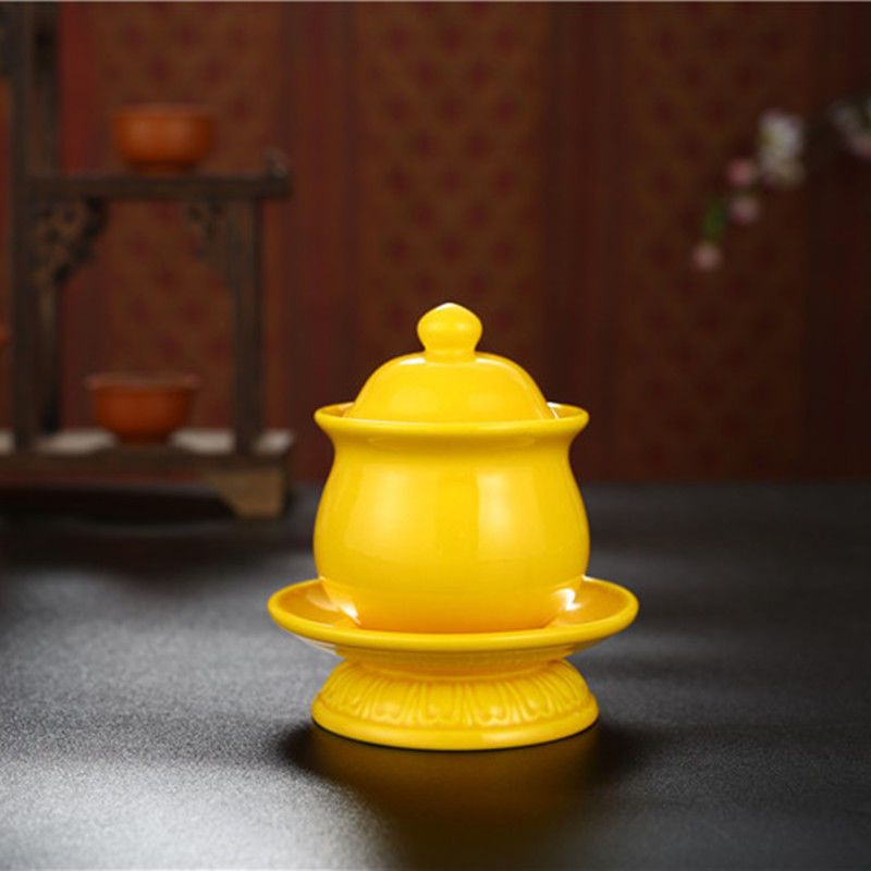 纯黄无字净水杯 供水专用杯 大悲水杯佛前杯佛具用品大全全套