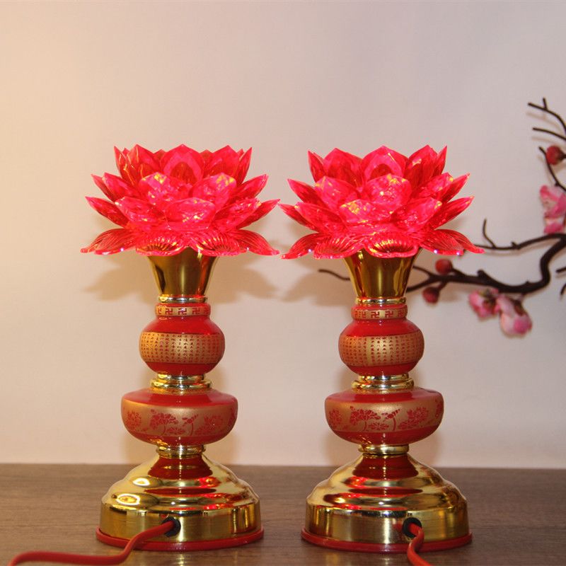 LED红佛灯电蜡烛台供佛长明灯佛财神灯佛前供灯供佛灯家用一