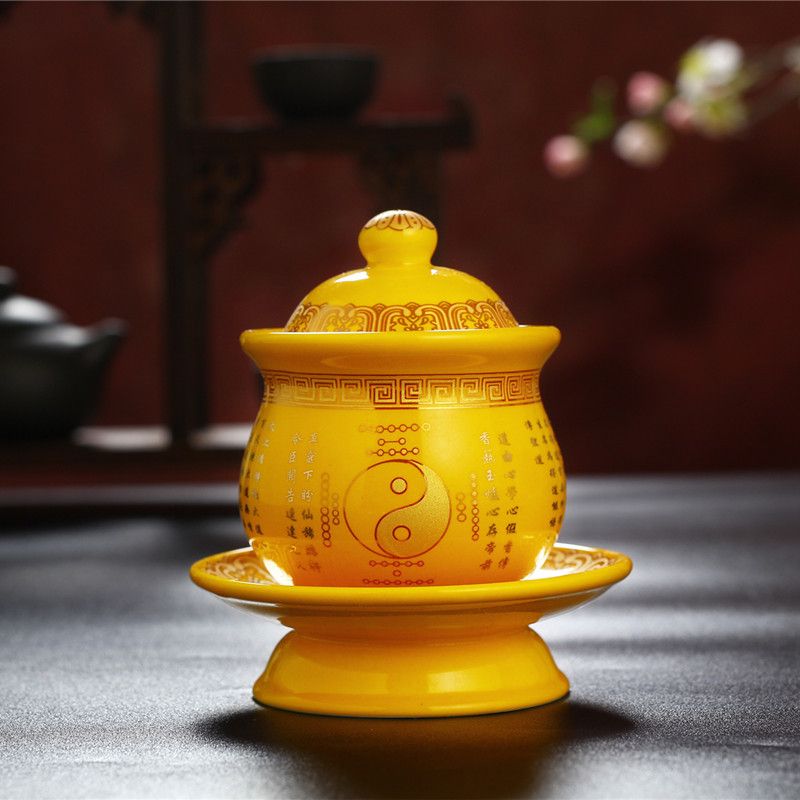 佛堂用品莲花供杯陶瓷佛前圣水杯观音大悲水佛具供佛净水杯供佛杯