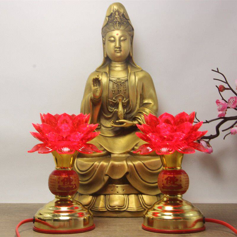 佛具电蜡烛台插电led水晶莲花灯佛前供佛长明灯佛具用品贡灯包邮