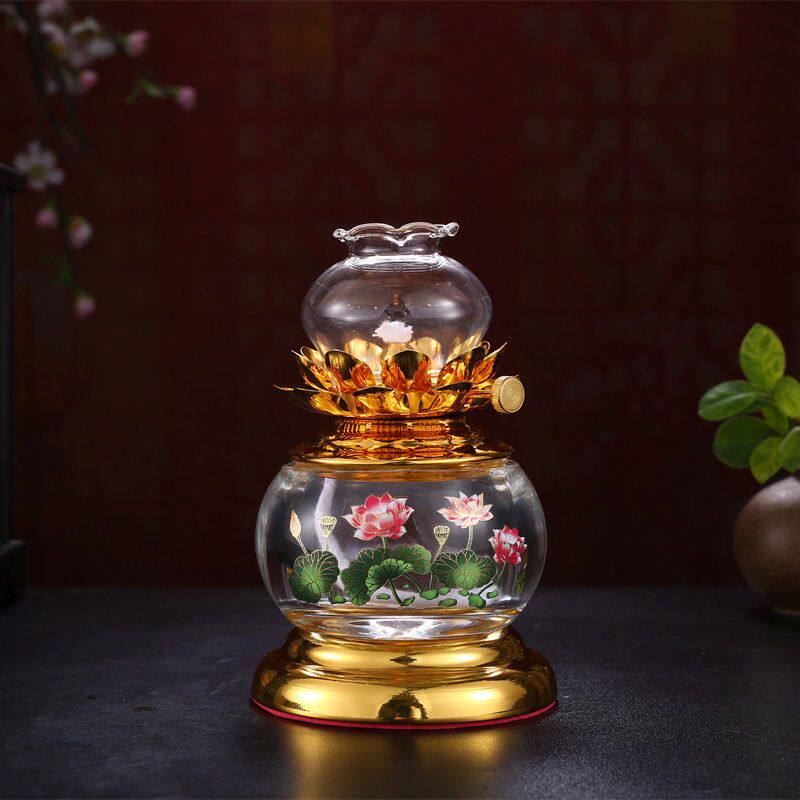 防风调节供佛油灯 合金莲花调光灯油灯供佛长明灯